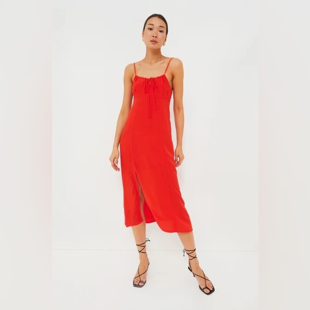 Emerson Fry Grenadine Amy Sundress Size M NWT Red Midi Dress Viscose Slit USA